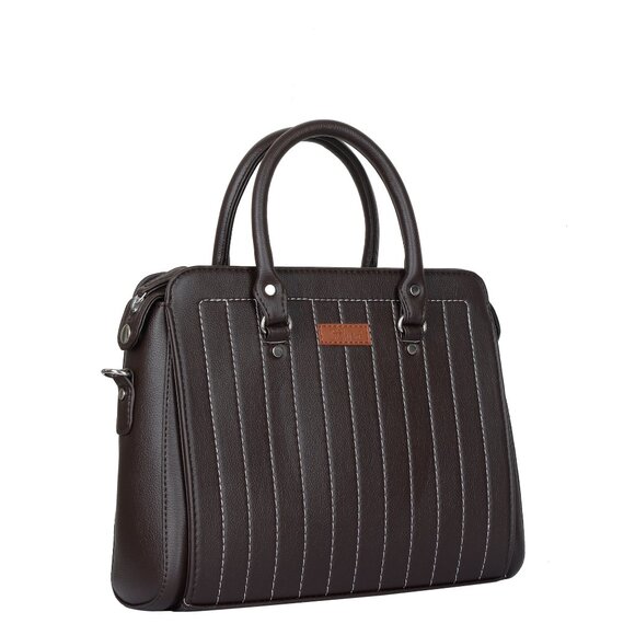 Women’s Vegan Leather Brown Top-Handle Handbag | Crossbody Sling Bag, Purse - Picture 8 of 10